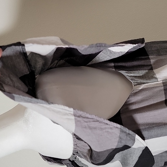 Who What Wear Mini Dress Off The Shoulder Buffalo Plaid Checkered Black White M - Picture 8 of 15